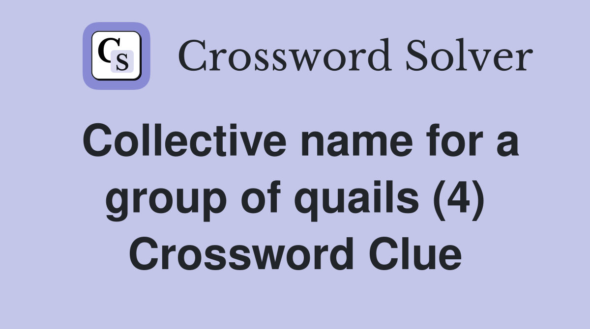Collective name for a group of quails (4) Crossword Clue Answers